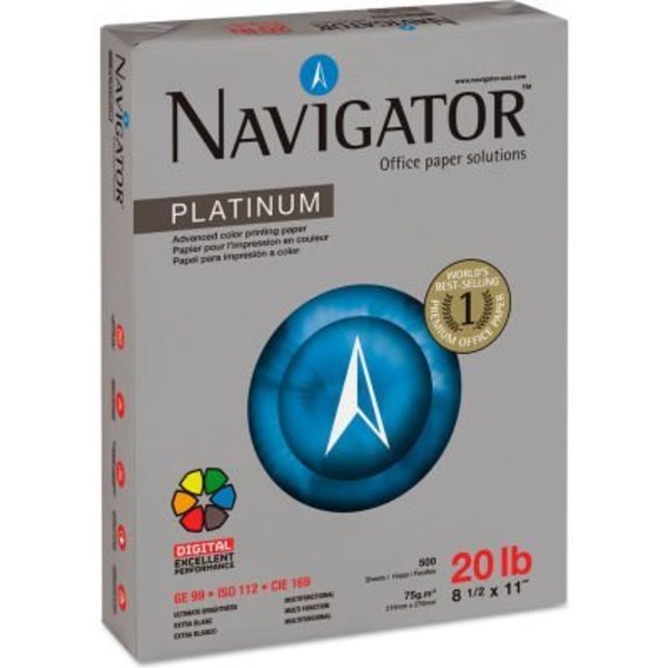 Soporcel North America Navigator Platinum Paper - White - 20 lbs. - 8-1/2in x 11in - 5000 Sheets/Carton NPL1120
